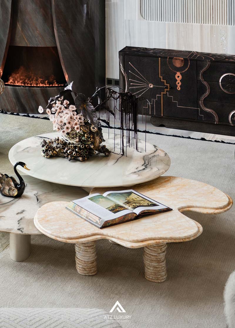 Mẫu nội thất phòng khách thông tầng kiểu Pháp