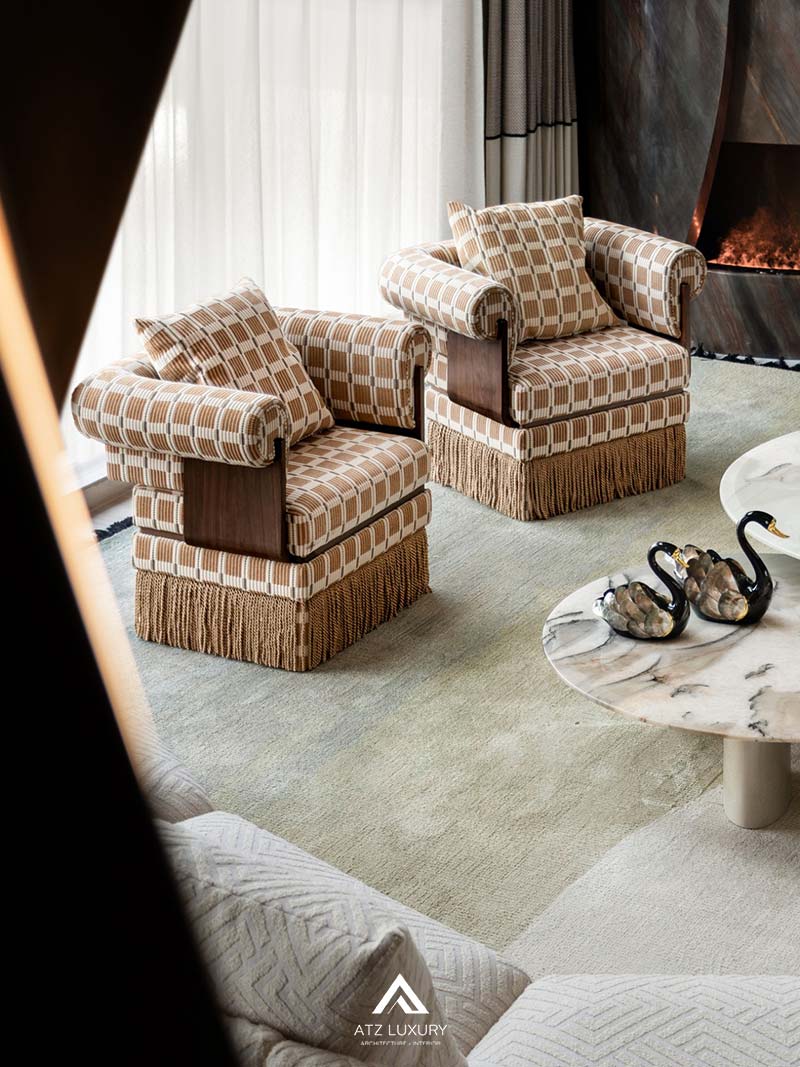 Mẫu nội thất phòng khách thông tầng kiểu Pháp Mẫu nội thất phòng khách thông tầng kiểu Pháp