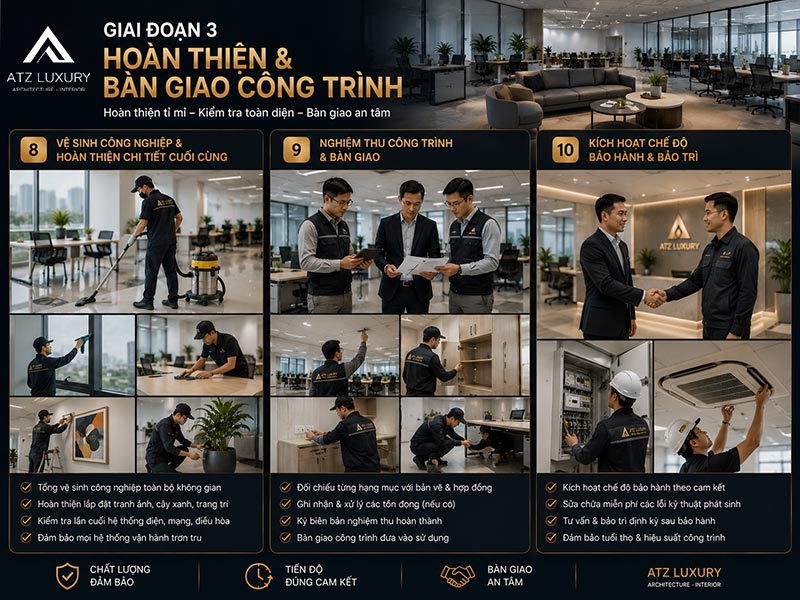 quy trinh thi cong noi that van phong tron goi 2
