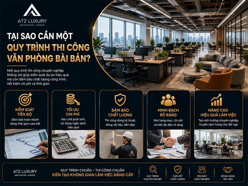 quy trinh thi cong van phong tron goi