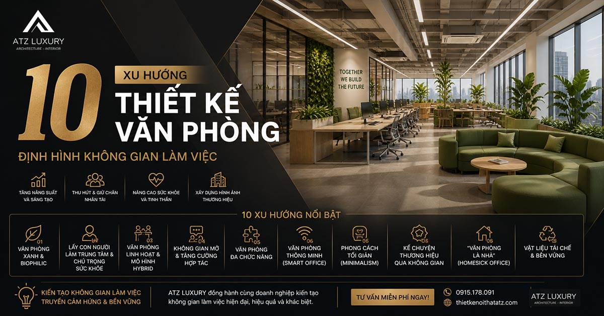 10 Xu hướng thiết kế văn phòng định hình không gian làm việc