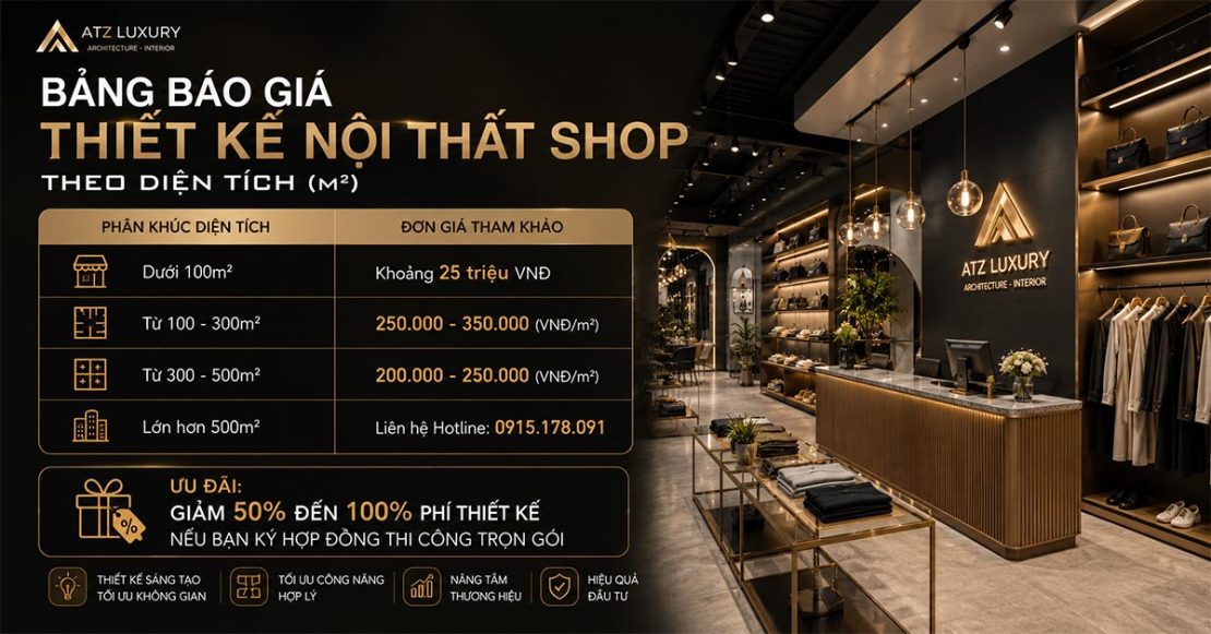 Báo giá thiết kế thi công shop