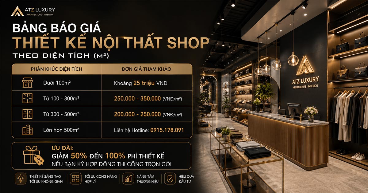 Báo giá thiết kế thi công shop