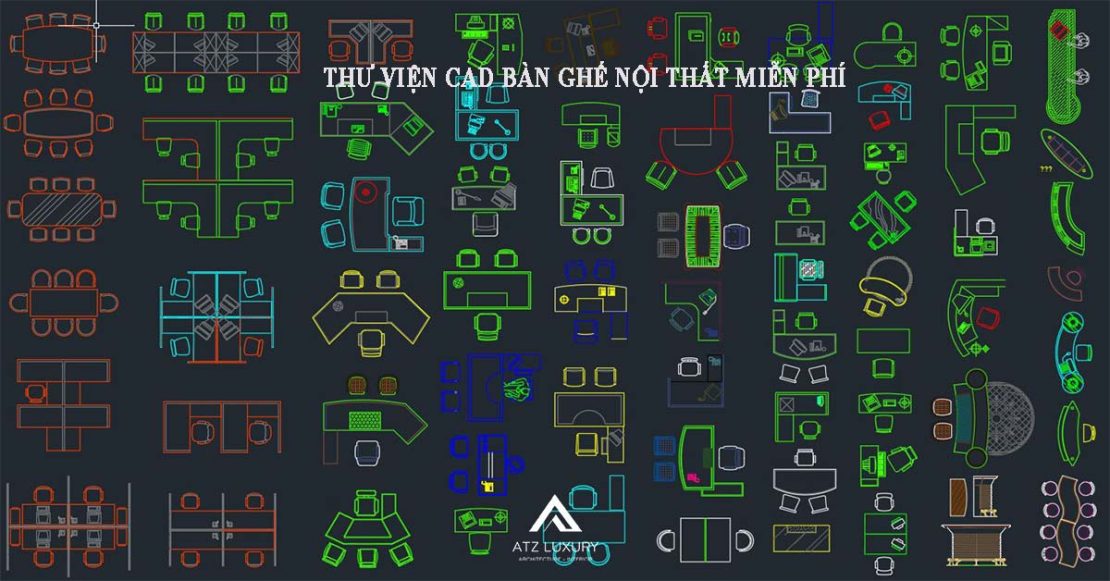 bo thu vien autocad ban ghe noi that mien phi
