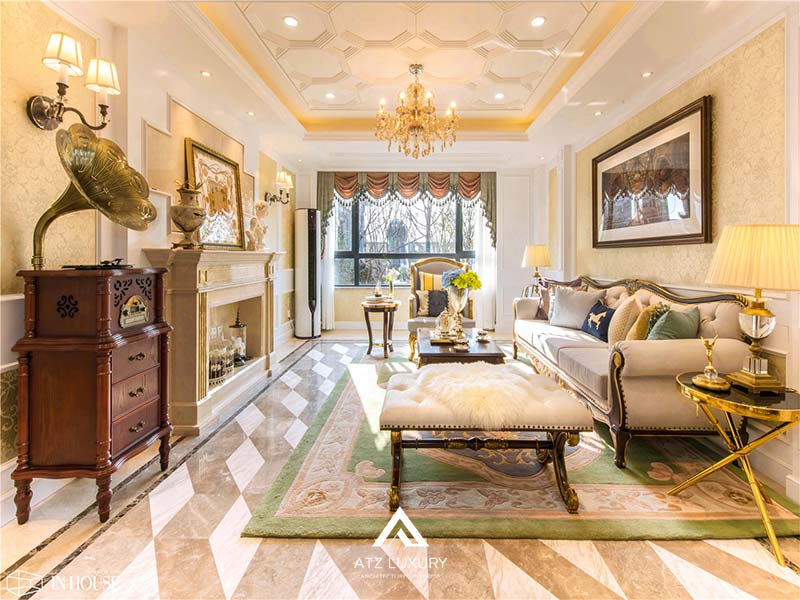 mau thiet ke noi that phong khach tan co dien dep 17