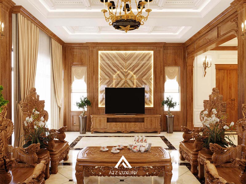 mau thiet ke noi that phong khach tan co dien dep 5