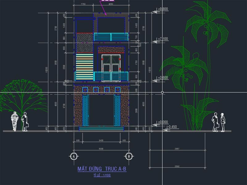 tai ban ve cad nha 2 tang 5x20m