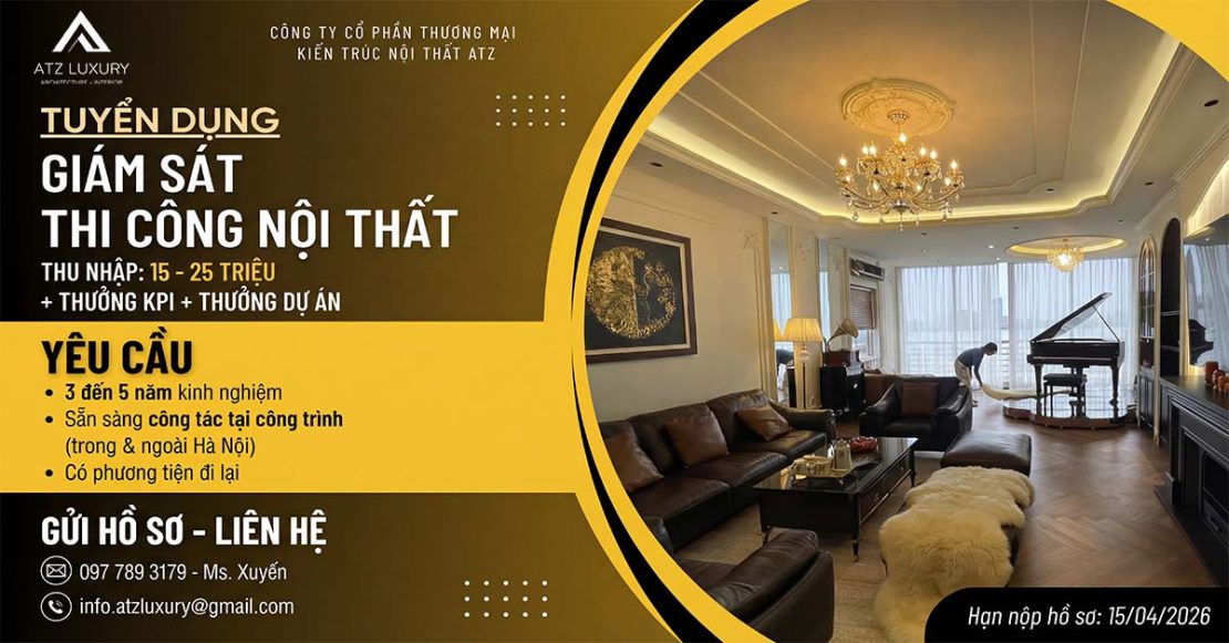 tuyen dung giam sat thi cong kien truc noi that