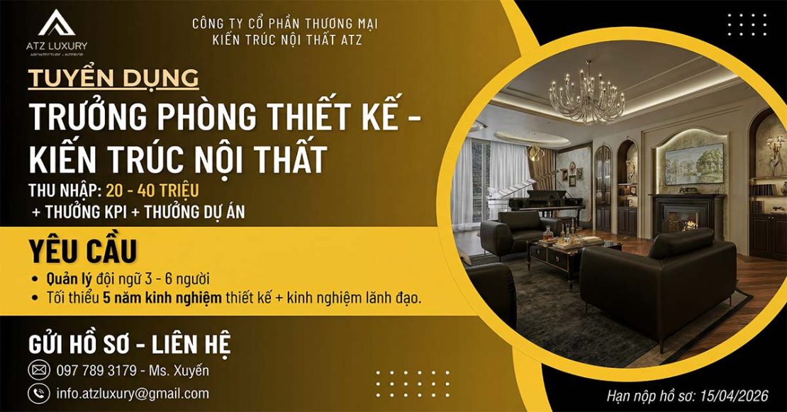 tuyen dung truong phong thiet ke kien truc noi that