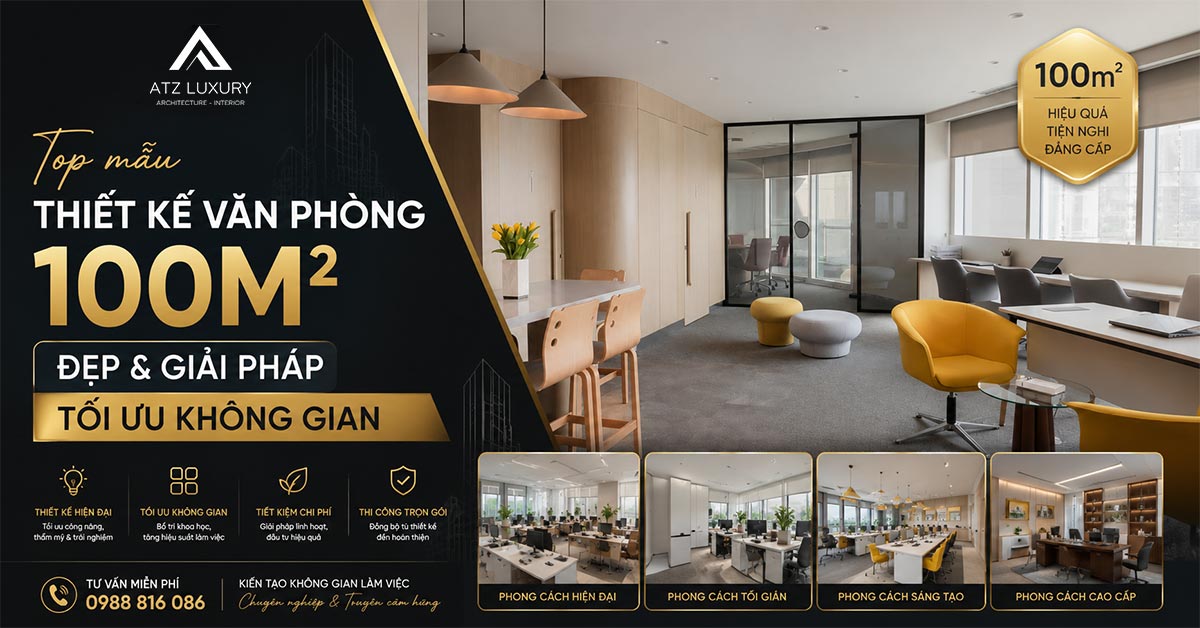 mau thiet ke van phong 100m2 dep hien dai tien nghi
