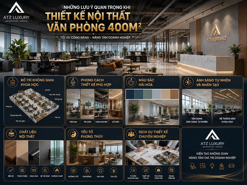 Lưu ý khi thiết kế văn phòng 400m2