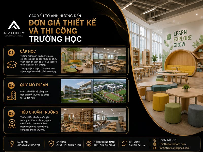 chi phi thiet ke thi cong truong hoc