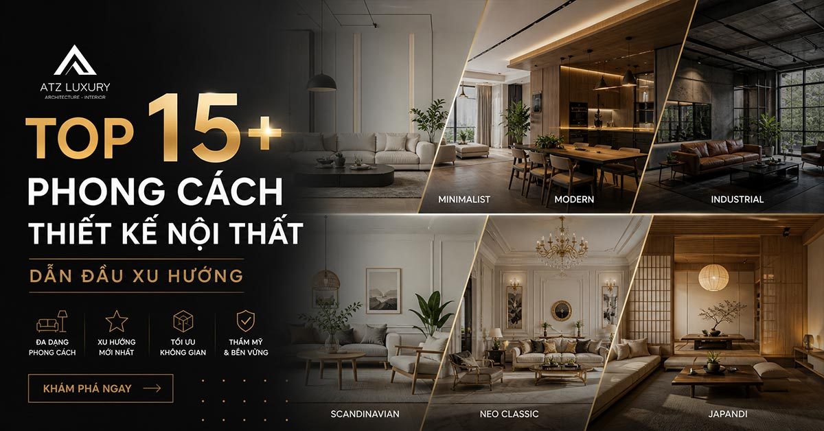 Khám phá top 15+ phong cách thiết kế nội thất phổ biến nhất tại Việt Nam